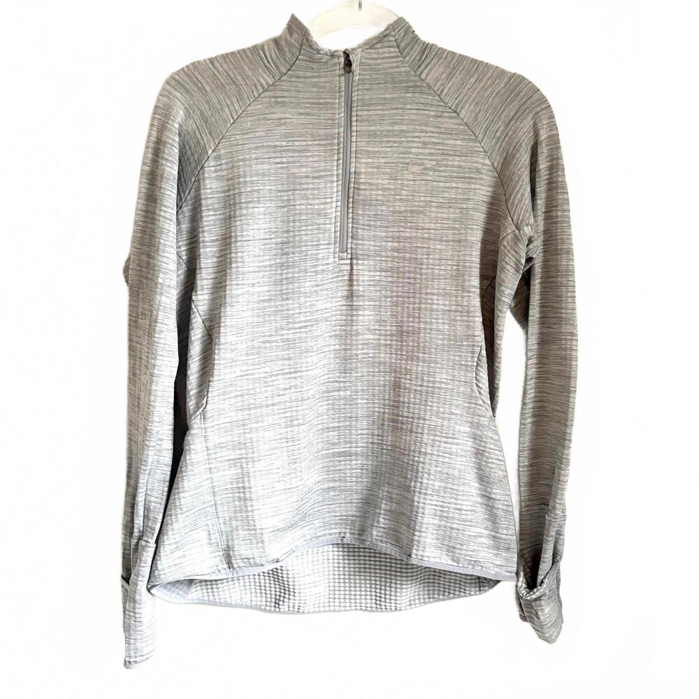 Nike | Women’s Light Gray 1/4 Zip Thin Running Layer Fold Over Hands Size M
